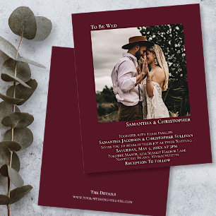 Minimalist Photo Burgundy BUDGET Wedding Invite