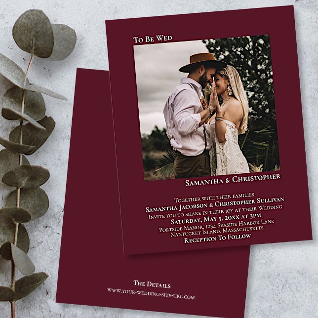 Minimalist Photo Burgundy BUDGET Wedding Invite (Creator Uploaded)