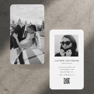 Minimalist Photo Business Card with QR Code