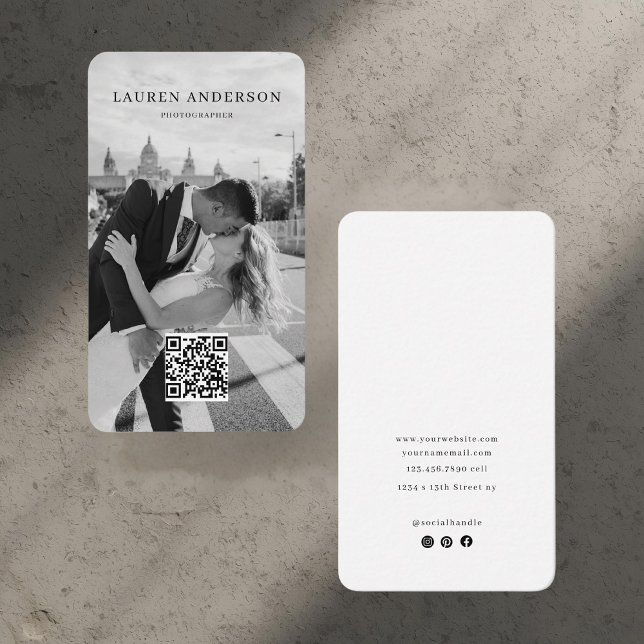 Minimalist Photo Business Card with QR Code  (Creator Uploaded)