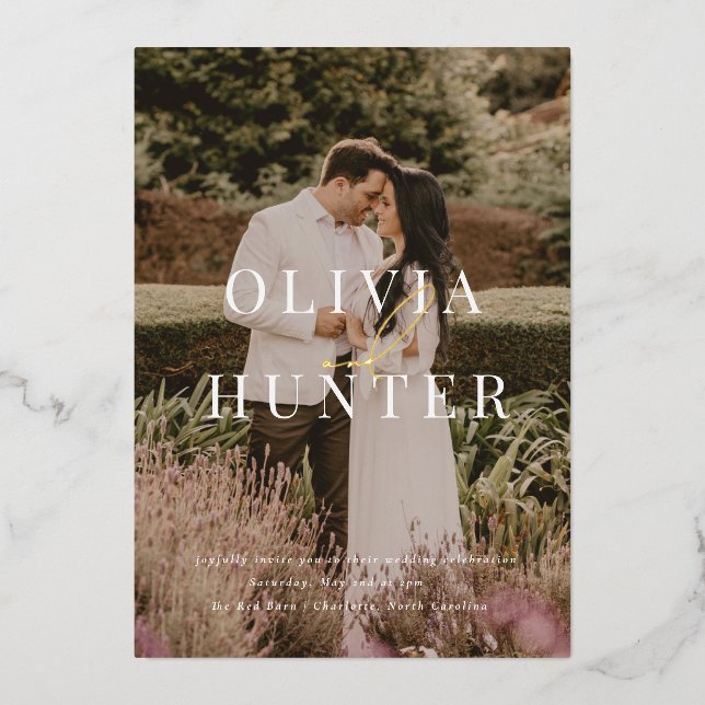 Minimalist Photo Calligraphy Wedding Gold (Front)