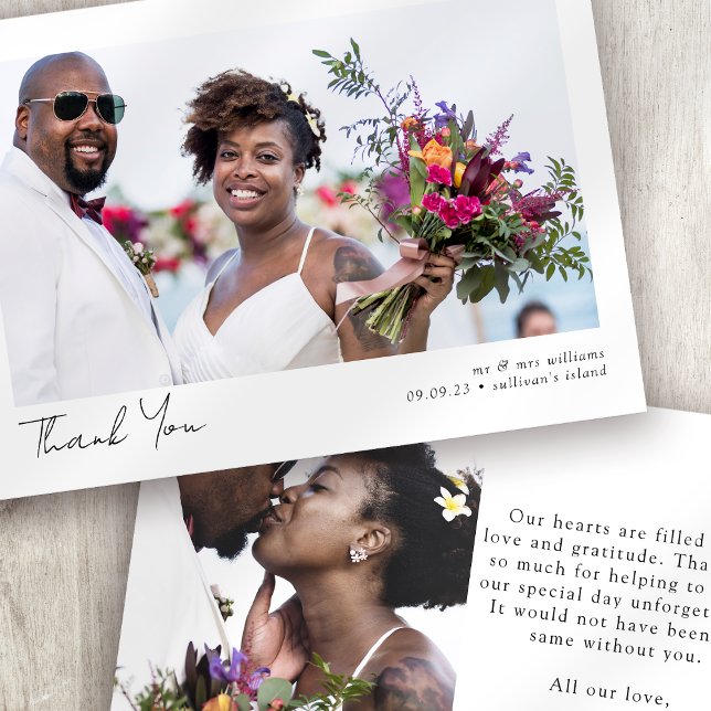 Minimalist Photo Calligraphy Wedding  Thank You Card (Creator Uploaded)