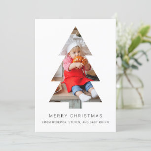 Minimalist Photo Christmas Card with Tree Crop