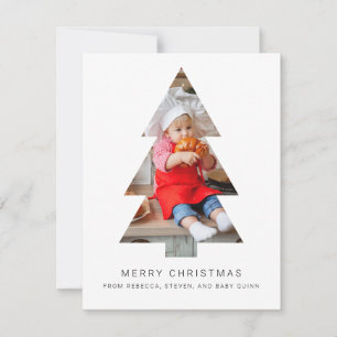 Minimalist Photo Christmas Card with Tree Crop