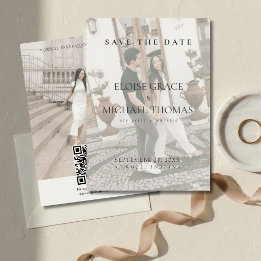 Minimalist Photo Classic QR Code Save The Date  Invitation