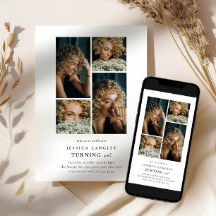 Minimalist Photo Collage 40th Birthday Invitation