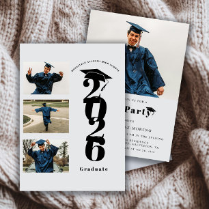 Minimalist Photo Collage Class of 2026 Grad Party  Invitation
