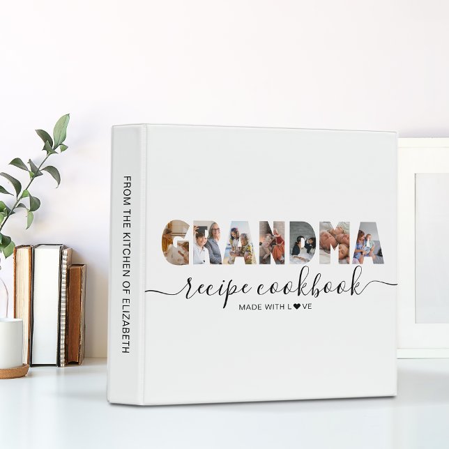 Minimalist Photo Collage Grandma's Recipe Cookbook Binder (Creator Uploaded)