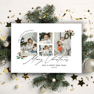 Minimalist Photo Collage Merry Christmas  Holiday Card