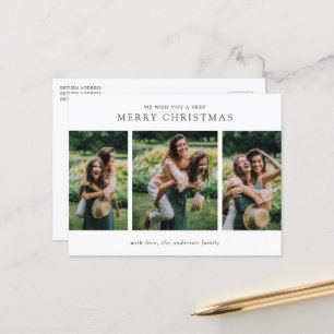Minimalist Photo Collage Modern Christmas Holiday Postcard
