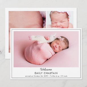 Minimalist Photo Collage  Newborn Baby Birth Announcement