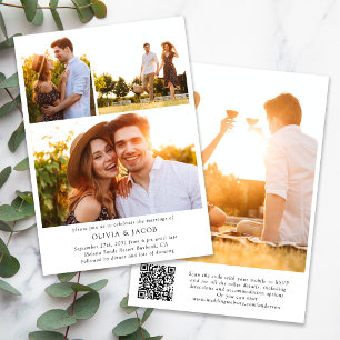 Minimalist Photo Collage QR Code Wedding Invitation