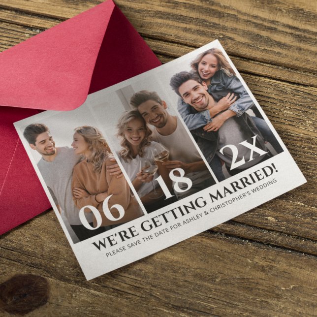 Minimalist Photo Collage Save the Date Card (Creator Uploaded)