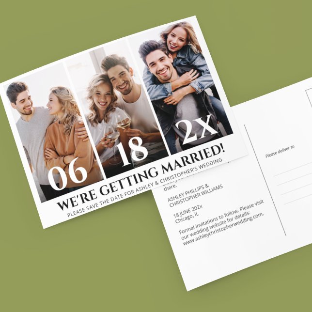 Minimalist Photo Collage Save the Date Postcard (Creator Uploaded)