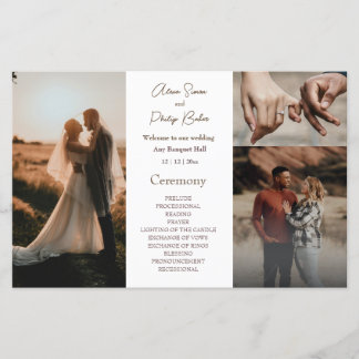 Minimalist photo collage wedding program