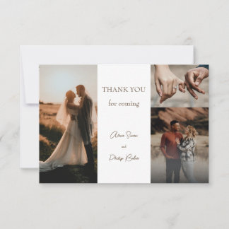 Minimalist photo collage wedding thank you card