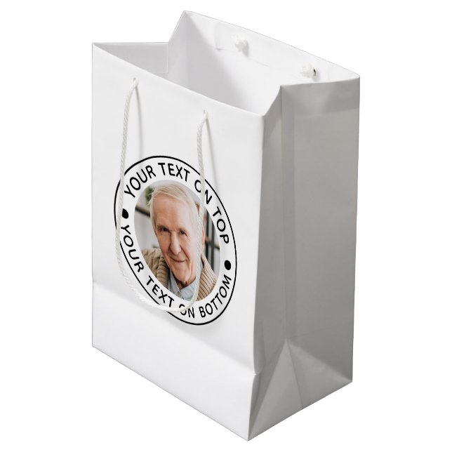Minimalist Photo Custom Text Colours Medium Gift Bag (Front Angled)