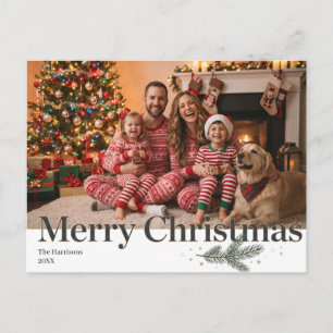 Minimalist Photo Design with Merry Christmas Text Holiday Postcard