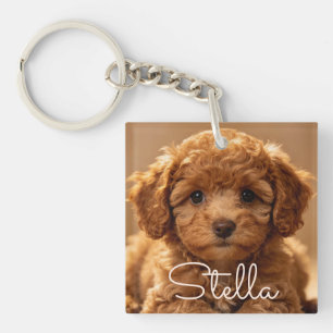 Minimalist Photo Dog - Add Their Name Keychain