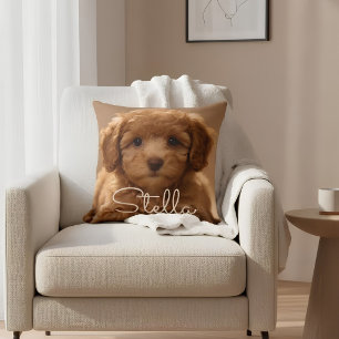 Minimalist Photo Dog - Add Their Name Throw Pillow