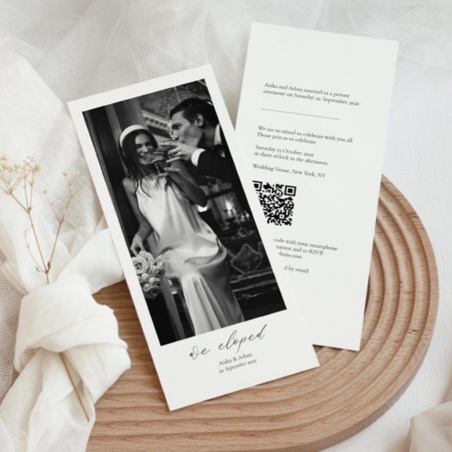Minimalist photo elopement announcement & QR code (Creator Uploaded)