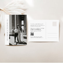 Minimalist photo elopement announcement with QR
