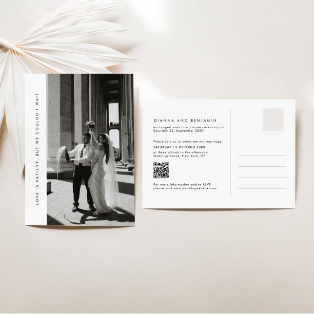 Minimalist photo elopement announcement with QR  (Creator Uploaded)