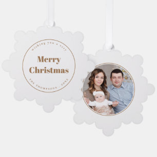 Minimalist Photo Family Merry Christmas Ornament Card