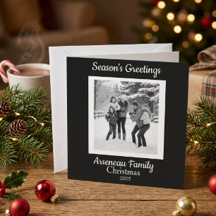 Minimalist Photo Family Personalize Holiday Postcard