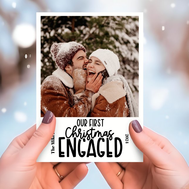 Minimalist  Photo First Christmas Engaged Holiday Card (Creator Uploaded)