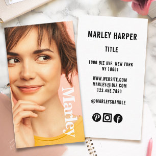 Minimalist Photo Full Photo Simple Chic Cute Fun Business Card