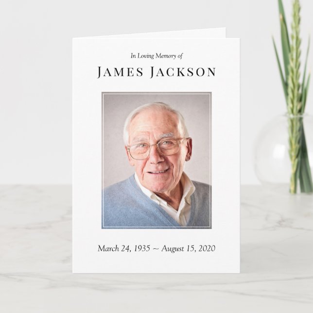 Minimalist Photo Funeral Program Order of Service (Front)