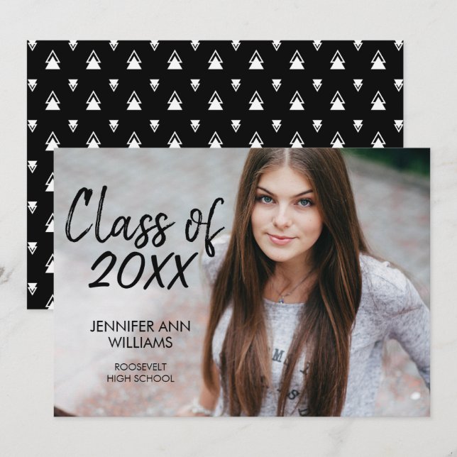 Minimalist Photo Graduation Announcement Card (Front/Back)