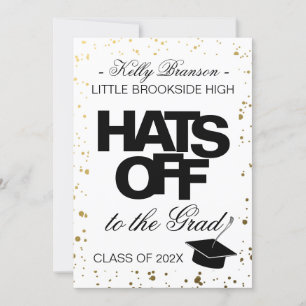 Minimalist Photo Graduation Announcement Hats Off 