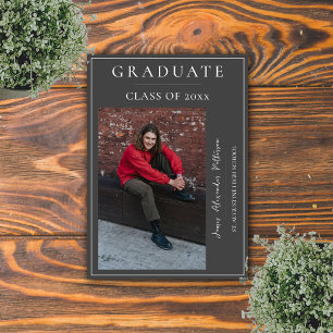 Minimalist Photo Graduation   Grey Announcement