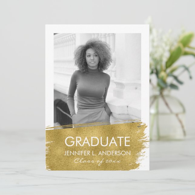 Minimalist Photo Graduation Party Card (Standing Front)