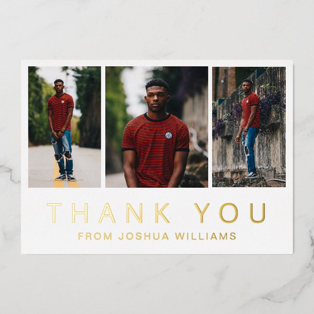 Minimalist Photo Graduation Thank You Card (Front)