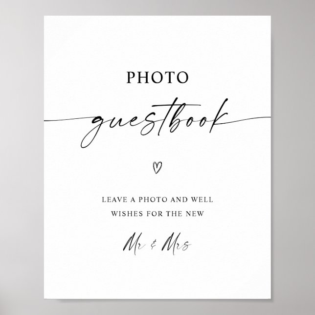 Minimalist Photo Guestbook Wedding Sign (Front)