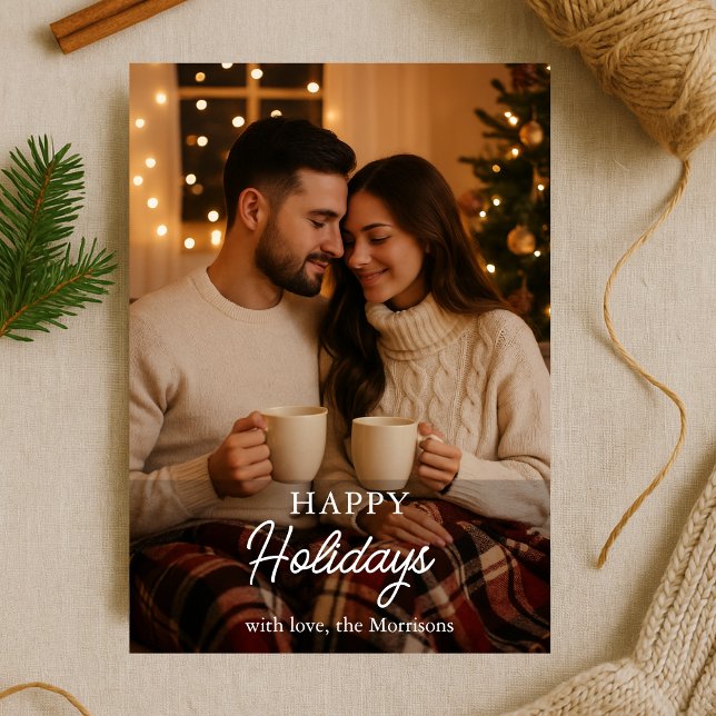 Minimalist Photo Happy Holidays Holiday Card (Creator Uploaded)
