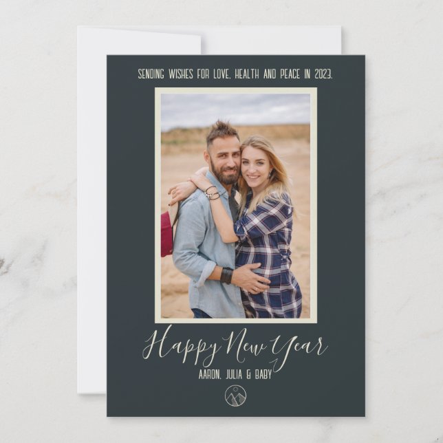 Minimalist Photo Happy New Year Holiday Card (Front)