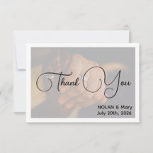 Minimalist Photo Holding Hands Flat Thank You Card