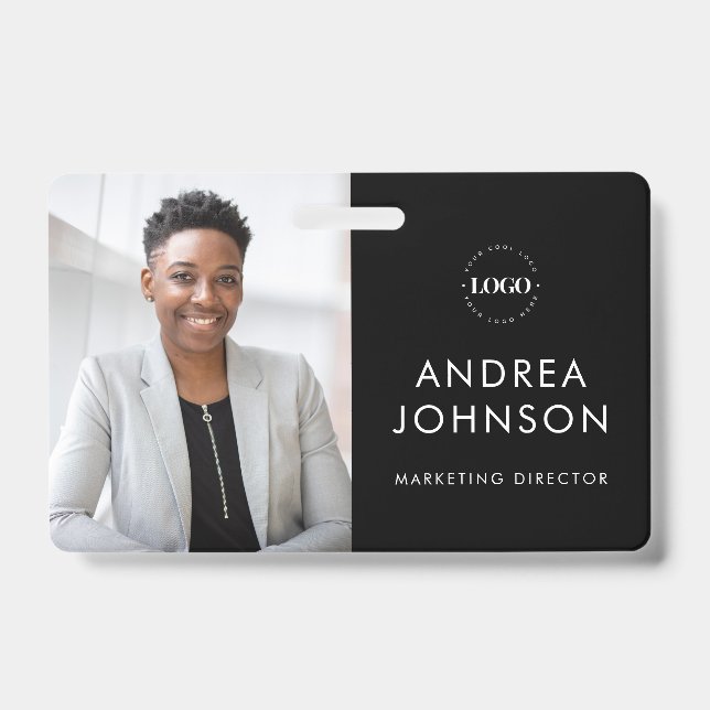 Minimalist Photo ID Card with Custom Logo Text Badge (Front)