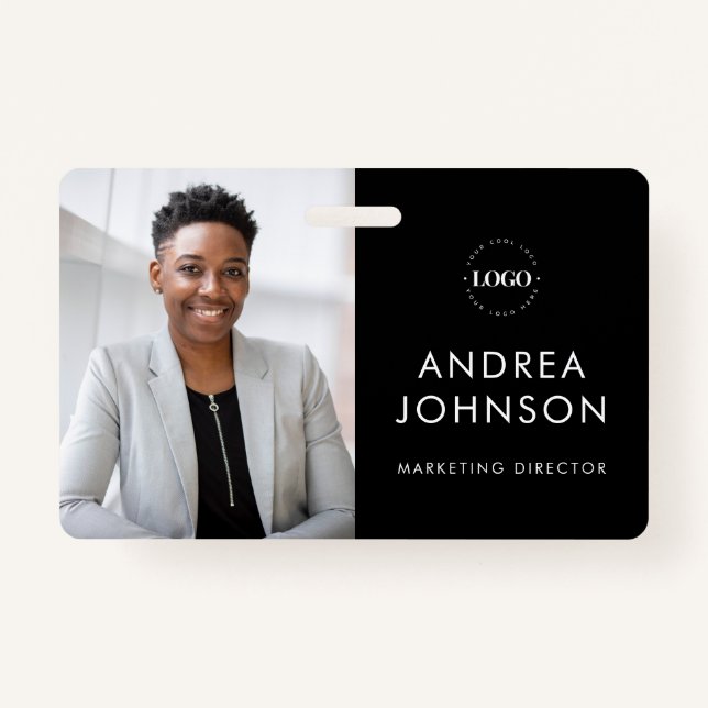 Minimalist Photo ID Card with Custom Logo Text Badge (Front)