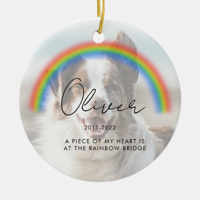 Minimalist Photo Keepsake Pet Memorial  Ceramic Ornament (Front)