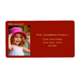 Minimalist Photo Large Red Holiday Return Address