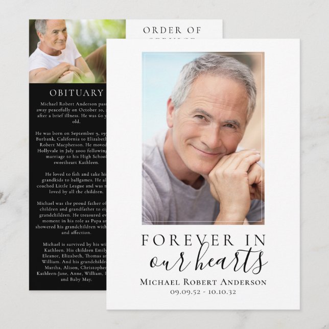 Minimalist Photo Memorial Service Program (Front/Back)
