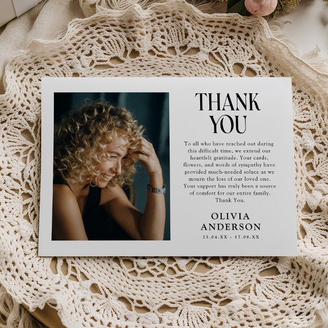 Minimalist Photo Memorial Thank You Card (Creator Uploaded)