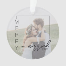 Minimalist Photo Merry and Married Ornament