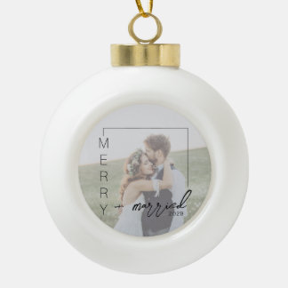 Minimalist Photo Merry and Married Ornament