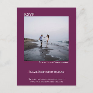 Minimalist Photo Modern Cassis Simple Wedding RSVP Postcard